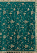 Fashion Cave Rama Green Cording Chinon Saree