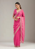Fashion Cave Pink Stonework (Gold) Tissue Saree