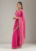Fashion Cave Pink Stonework (Gold) Tissue Saree