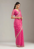 Fashion Cave Pink Stonework (Gold) Tissue Saree