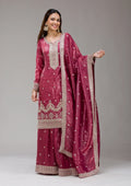Fashion Cave Wine Threadwork Chinon Readymade salwar suit