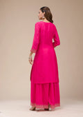 Fashion Cave Magenta Pink Zariwork (Gold) Chinon Readymade salwar suit
