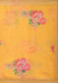 Fashion Cave Mustard Yellow Zariwork (Gold) Chinon Readymade salwar suit