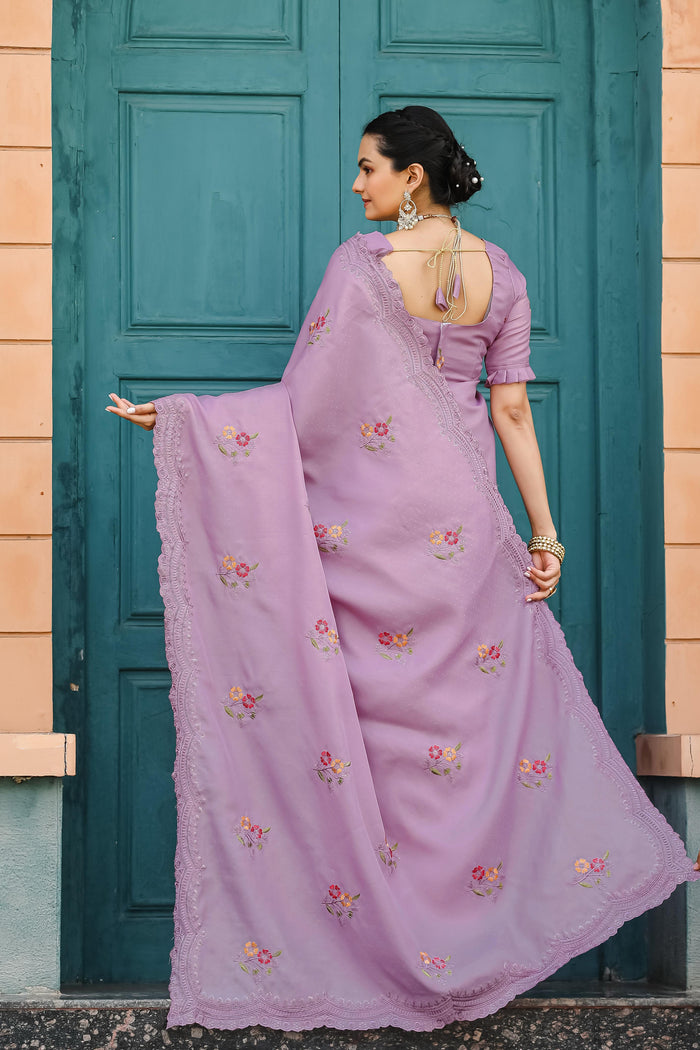 purple Women's Designer Party Wear Pure Tussar Cotton Dobby Saree