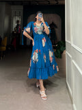 Fashion Cave  Georgette Floral Printed Frocks Ready To Wear