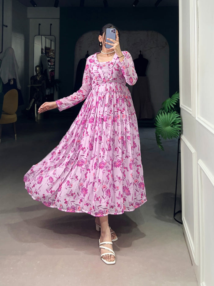 Fashion Cave  Georgette Floral Printed Frocks Ready To Wear (Copy)