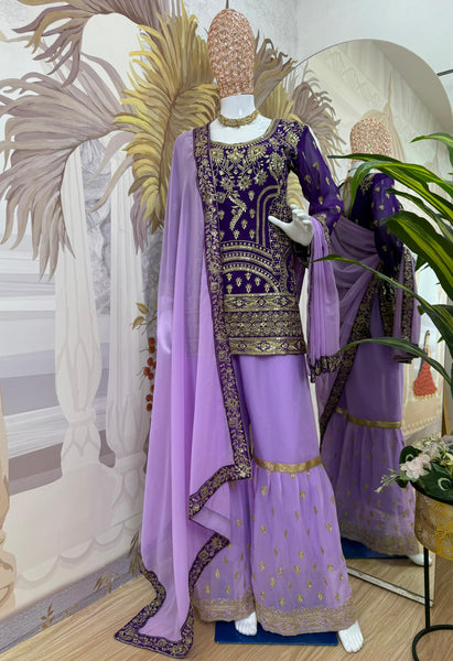 Fashion Cave  Sharara Suit With Dupatta  & Plazzo Fully Stitched Ready To Wear