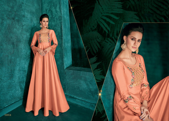 Fashion Cave  Triva Heavy Embroidered Silk Anarkali Kurta Gown