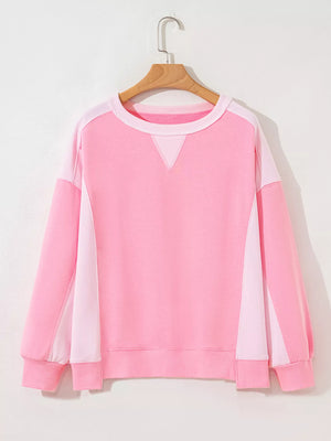 2-tone Color Block Patchwork Drop Shoulder Sweatshirt