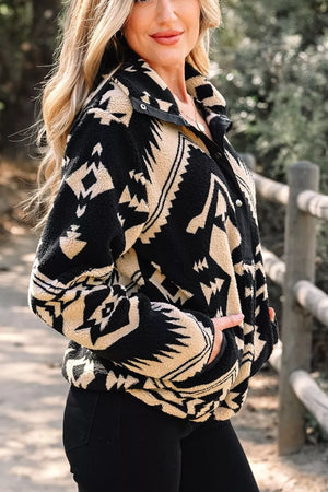 Aztec Print Fleece Snap Down Sweatshirt