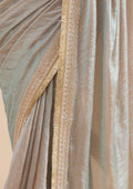 Fashion Cave Sky Blue Threadwork Tissue Saree