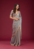 Fashion Cave Sky Blue Threadwork Tissue Saree