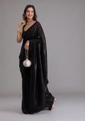 Fashion Cave Black Sequins Georgette Designer Saree