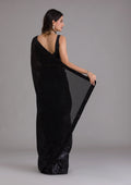 Fashion Cave Black Sequins Georgette Designer Saree