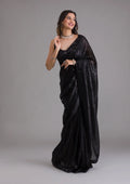 Fashion Cave Black Sequins Georgette Designer Saree