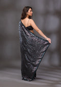 Fashion Cave Black Sequins Georgette Saree