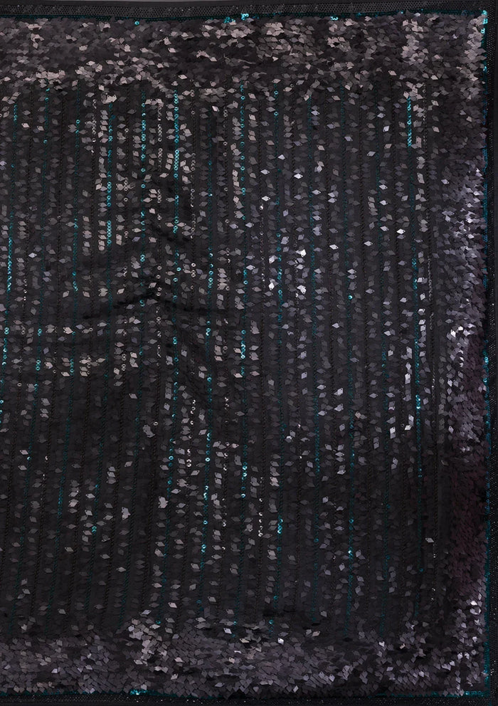 Fashion Cave Black Sequins Georgette Saree