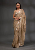 Fashion Cave Gold Sequins Georgette Saree
