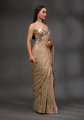 Fashion Cave Gold Sequins Georgette Saree