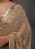 Fashion Cave Gold Sequins Georgette Saree