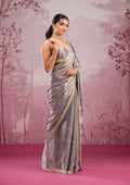 Fashion Cave Grey Mirrorwork Tissue Saree