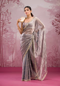 Fashion Cave Grey Mirrorwork Tissue Saree