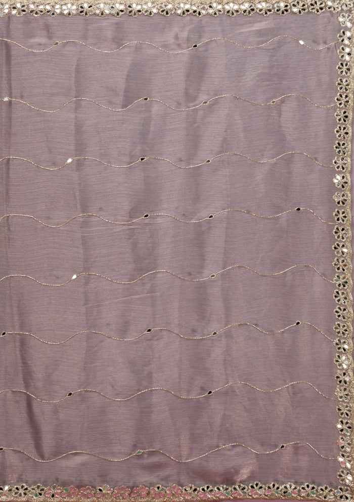 Fashion Cave Grey Mirrorwork Tissue Saree