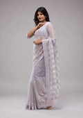 Fashion Cave Lavender Sequins Net Saree