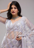 Fashion Cave Lavender Sequins Net Saree