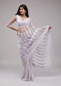 Fashion Cave Lavender Sequins Net Saree