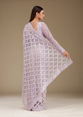 Fashion Cave Lavender Threadwork Net Saree