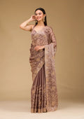 Fashion Cave Lavender Zariwork Tissue Saree