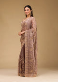 Fashion Cave Lavender Zariwork Tissue Saree