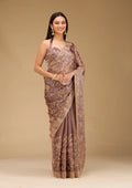 Fashion Cave Lavender Zariwork Tissue Saree