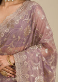Fashion Cave Light Brown Zariwork Tissue Saree