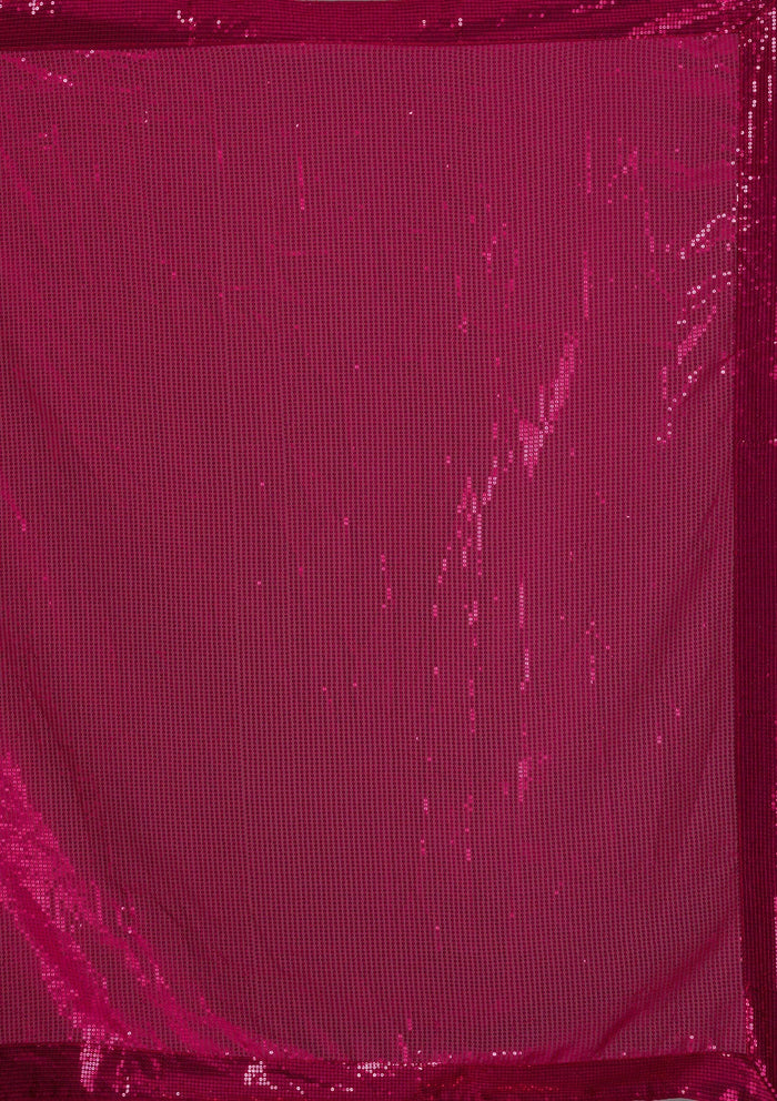 Fashion Cave Rani Pink Sequins Georgette Designer Saree