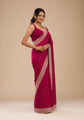 Fashion Cave Maroon Zariwork Soft Silk Saree