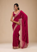 Fashion Cave Maroon Zariwork Soft Silk Saree