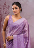 Fashion Cave Mauve Swarovski Tissue Saree
