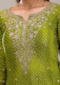 Fashion Cave Mehendi Zariwork Semi Crepe Readymade Salwar Suit