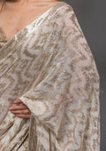 Fashion Cave Off White Sequins Georgette Saree