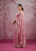 Fashion Cave Onion Pink Mirrorwork Tissue Saree