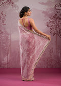 Fashion Cave Onion Pink Mirrorwork Tissue Saree