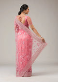 Fashion Cave Onion Pink Stonework Net Saree