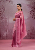 Fashion Cave Onion Pink Swarovski Tissue Saree