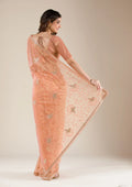 Fashion Cave Peach Stonework Tissue Saree