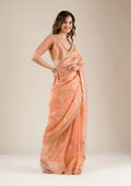 Fashion Cave Peach Stonework Tissue Saree