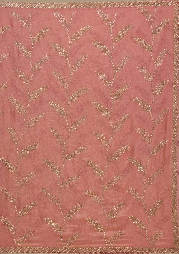 Fashion Cave Peach Stonework Tissue Saree