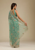 Fashion Cave Sea Green Zariwork Tissue Saree