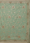 Fashion Cave Sea Green Zariwork Tissue Saree